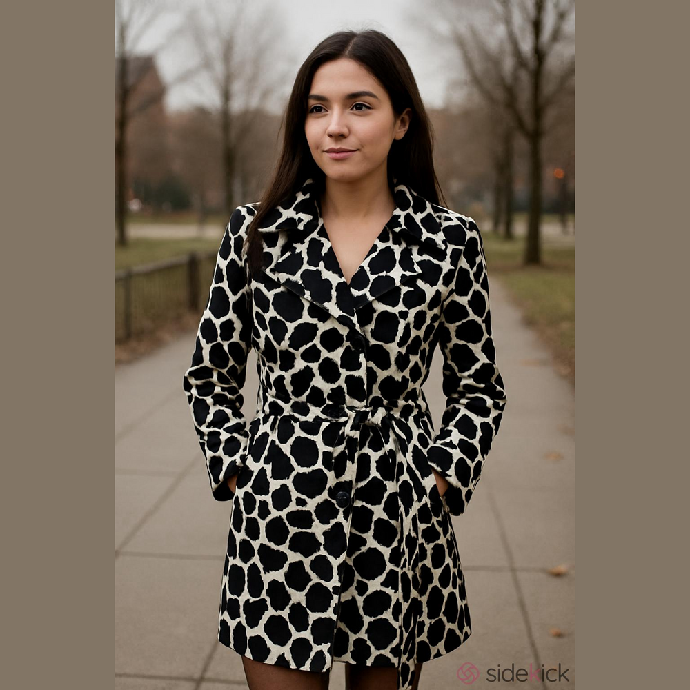 4/$97 Deal! Papillion Zebra Black & White Printed Pea Coat